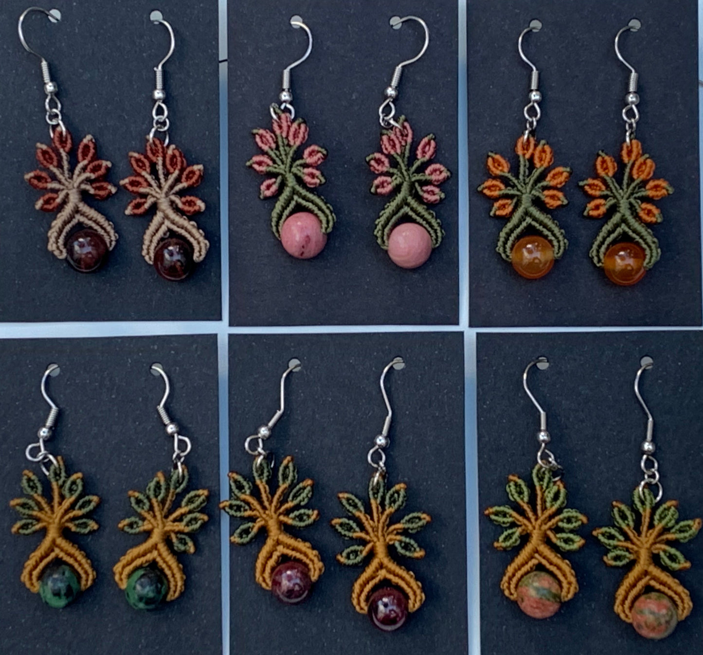 🧵 Boucles d’oreilles, superbes créations tissées à la main avec perle en pierre semi-précieuse – Choisissez votre perle et recevez une création sur mesure ! Fait par Créatipik (Fr°)