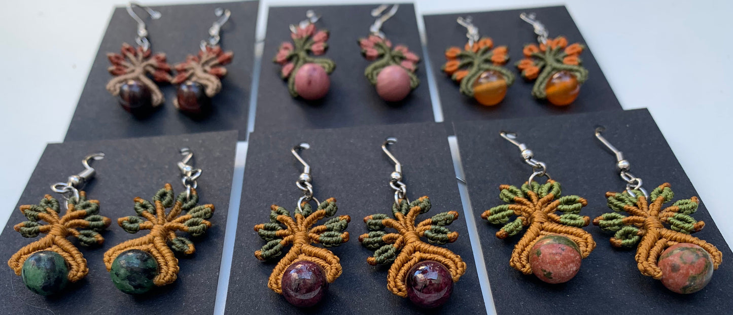 🧵 Boucles d’oreilles, superbes créations tissées à la main avec perle en pierre semi-précieuse – Choisissez votre perle et recevez une création sur mesure ! Fait par Créatipik (Fr°)