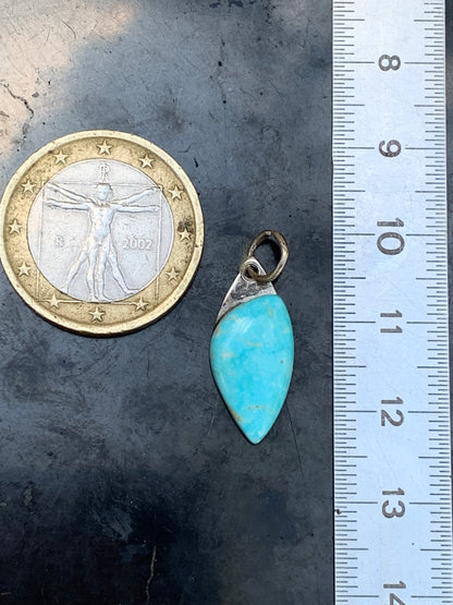 Turquoise des U.S.A ! Pendentif en Argent 925 de 24mm de hauteur x 10 de largeur x 4 d'épaisseur. Vendu avec cordon réglable de couleur noire !