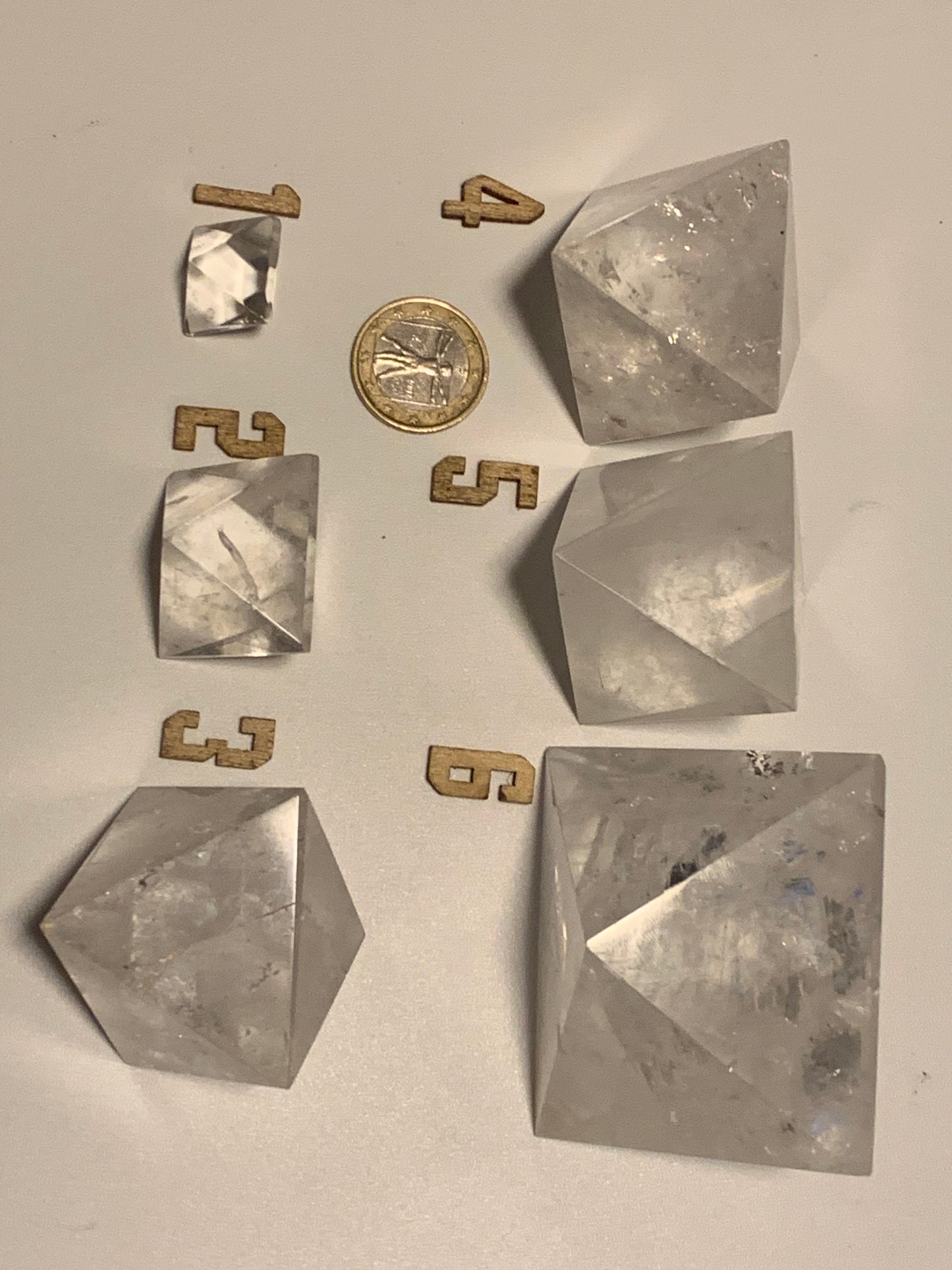 Octaèdre en cristal de roche, un des 5 Solides de Platon, taille S à XL. Modèles au choix - Vente à l'unité. ± 1,5 à 6 cm. Qualité A à AAA !