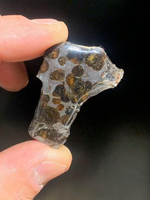 Selection of 'Pallasite Sericho' meteorites – from 6 to 40 g – magnificent inclusions of large olivine crystals