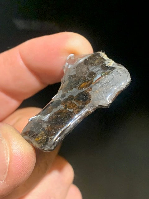 Selection of 'Pallasite Sericho' meteorites – from 6 to 40 g – magnificent inclusions of large olivine crystals