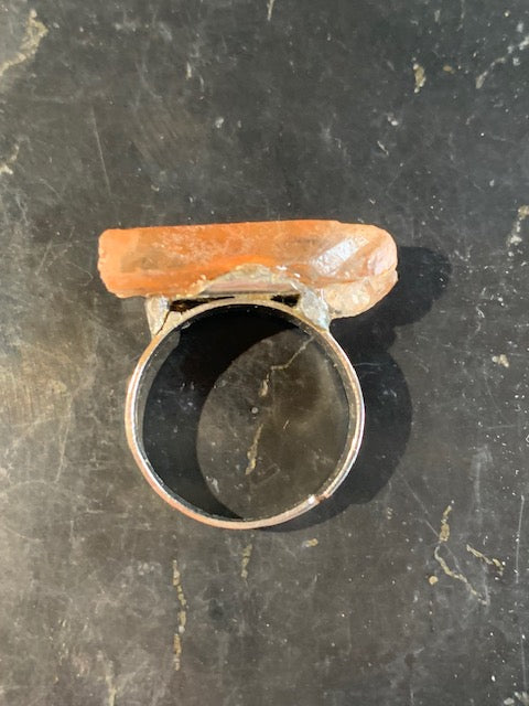 Bague en Quartz Hématoide en laiton argenté - Taille réglable