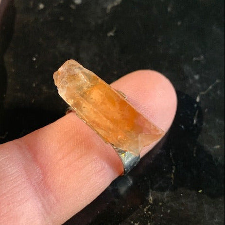 Bague en Quartz Hématoide en laiton argenté - Taille réglable