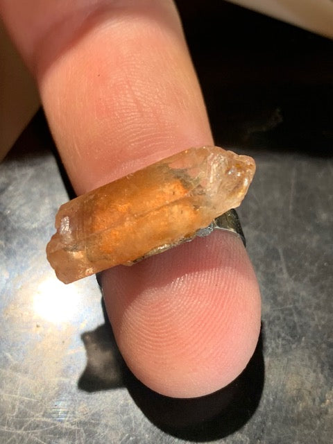 Bague en Quartz Hématoide en laiton argenté - Taille réglable