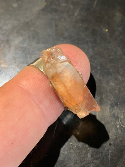 Bague en Quartz Hématoide en laiton argenté - Taille réglable