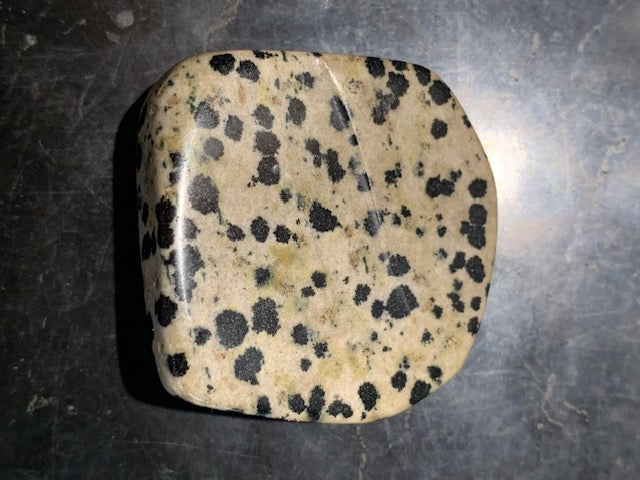 Jaspe dalmatien brut – Spécimen de 40 × 40 × 15 mm pour un poids de 24 g. Une magnifique pierre naturelle, idéale pour la collection ou l’exposition.