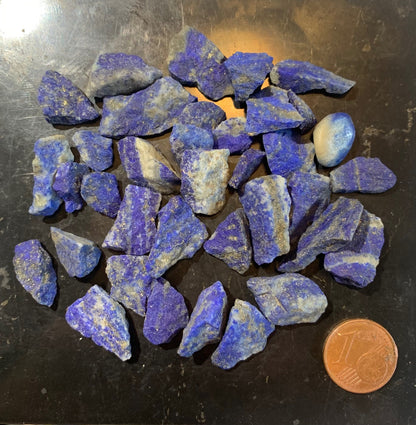 Lapis-lazuli naturel brut – Superbe lot de fragments sélectionnés – env. 15 × 10 × 4 mm – 34,1 g – qualité AA à AAA