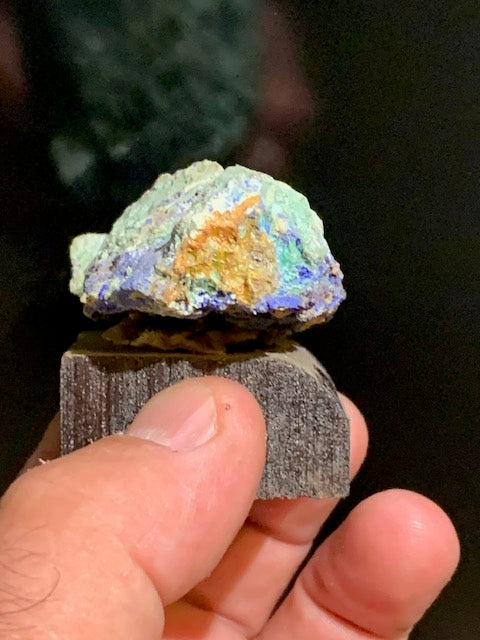 Azurite Chrysocolle - Collection ancienne - Spécimen brut d'agrégat sur socle - de 60 x 40 x 25 mm - 58,3 gr.