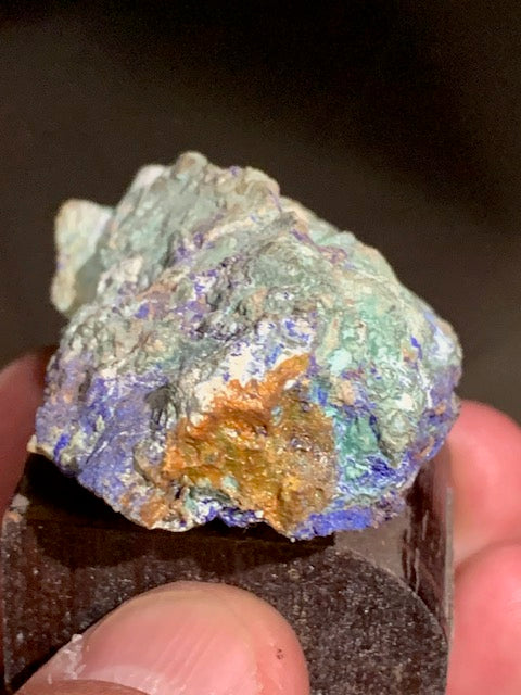 Azurite Chrysocolle - Collection ancienne - Spécimen brut d'agrégat sur socle - de 60 x 40 x 25 mm - 58,3 gr.