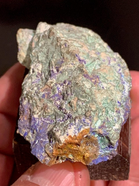 Azurite Chrysocolle - Collection ancienne - Spécimen brut d'agrégat sur socle - de 60 x 40 x 25 mm - 58,3 gr.
