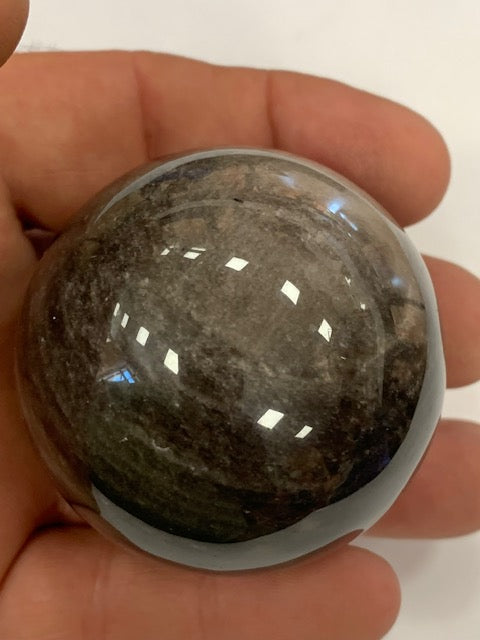 Obsidienne Argentée, sphère de 52 millimètres - 196  grammes