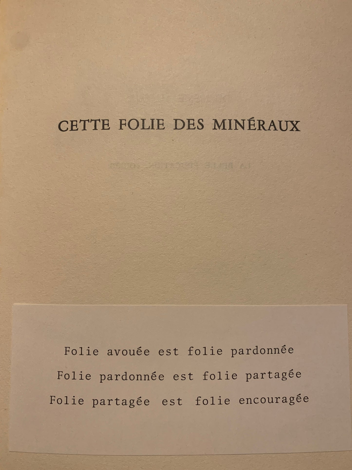 Livre : Cette folie des minéraux par Pierre Sogno | Format Broché | Éditions Flammarion