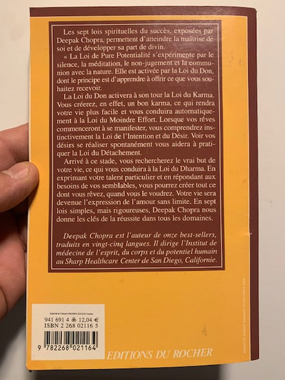Livre : Les Sept Lois Spirituelles Du Succès par Deepak Chopra | Format Poche | Editions DU ROCHER