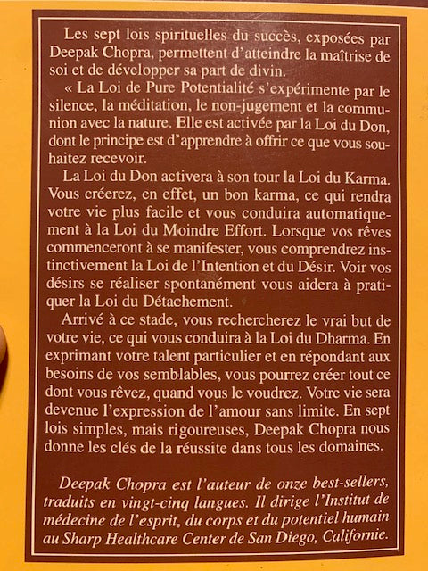 Livre : Les Sept Lois Spirituelles Du Succès par Deepak Chopra | Format Poche | Editions DU ROCHER