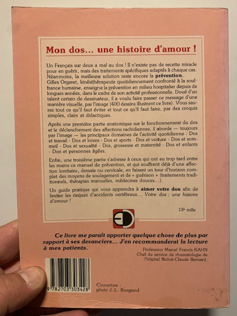 Livre : Mon dos, une histoire d'amour par Gilles Orgeret | Format Broché | Editions DANGLES