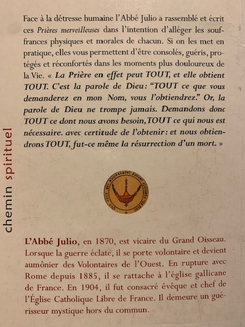 Livre : Prières merveilleuses pour guérir les maladies mentales et l'invocation aux Archanges par L'Abbé Julio| Format Poche| Editions LANORE