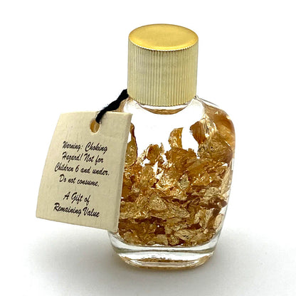Or, Fiole/ flacon de paillettes de 5x3 centimètres, en provenance du Brésil, avec étiquette de garantie !