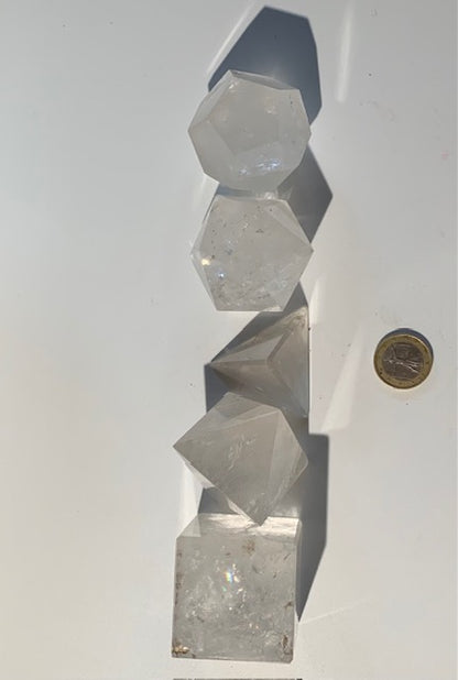 Rare ! Solides de Platon de taille de taille L, set de 5 pièces de 40 à 60 mm - Qualité A à AAA