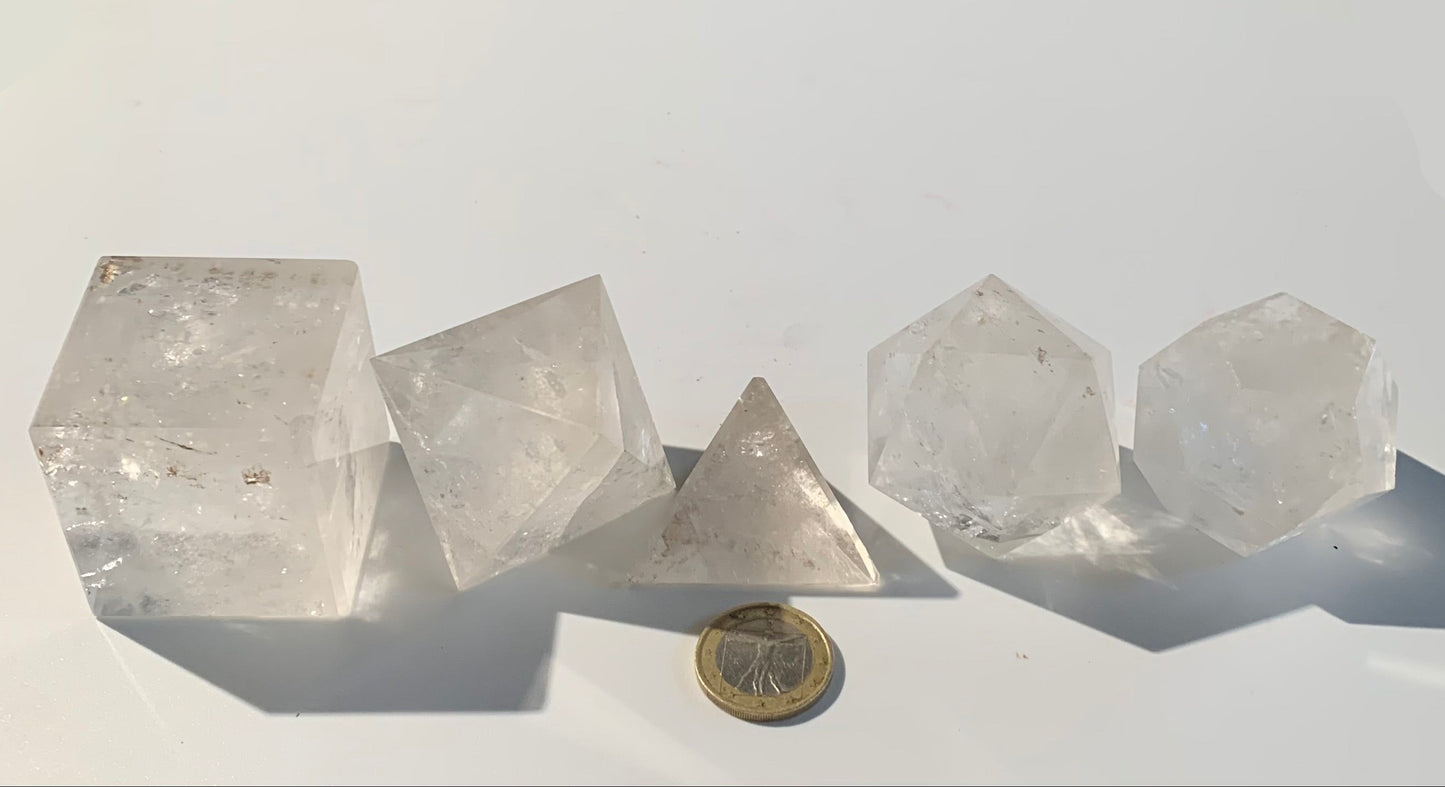 Rare ! Solides de Platon de taille de taille L, set de 5 pièces de 40 à 60 mm - Qualité A à AAA