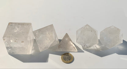 Rare ! Solides de Platon de taille de taille L, set de 5 pièces de 40 à 60 mm - Qualité A à AAA