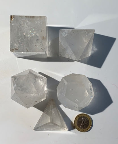 Rare ! Solides de Platon de taille de taille L, set de 5 pièces de 40 à 60 mm - Qualité A à AAA