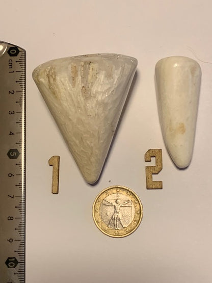 Scolécite (famille des zéolites) – 2 cœurs de druses polis au choix ! Qualité AA à AAA