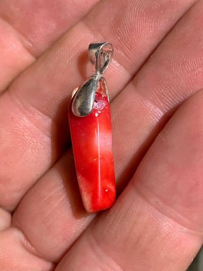 Coral/Gorgonian, pendant made by G & Z, measuring 35x8x7 millimeters, sold with an adjustable sliding cord, in black leather from 40 to 70 centimeters!