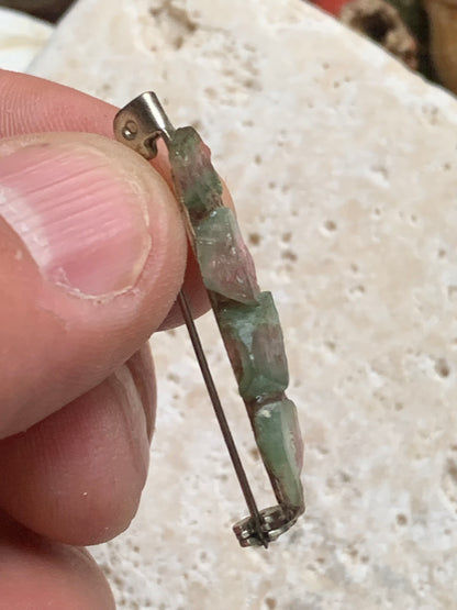 Broche en tourmaline melon d'eau/ pastèque - 38 mm x 8 x 8 - 2 gr. - Création Zen Curiosity !