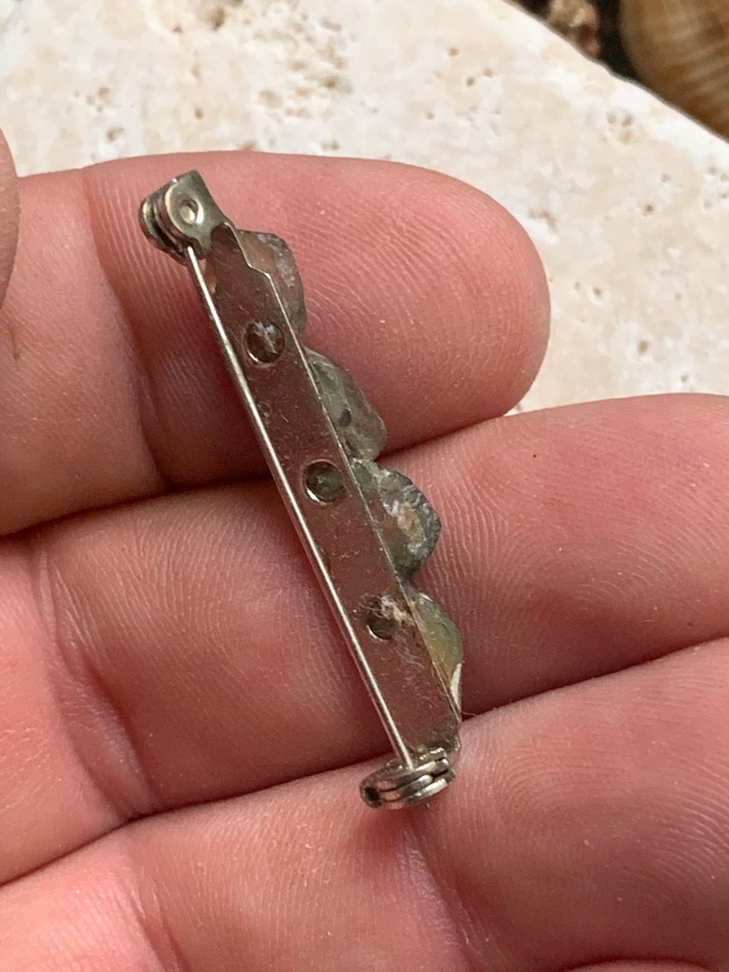 Broche en tourmaline melon d'eau/ pastèque - 38 mm x 8 x 8 - 2 gr. - Création Zen Curiosity !
