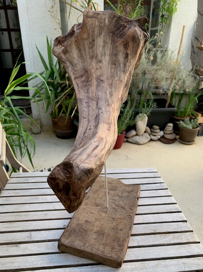 Sculpture en bois flotté de Loire : 'Tête D'Éléphant' - 52 cm de hauteur × 41 × 21 - Création Zen Curiosity