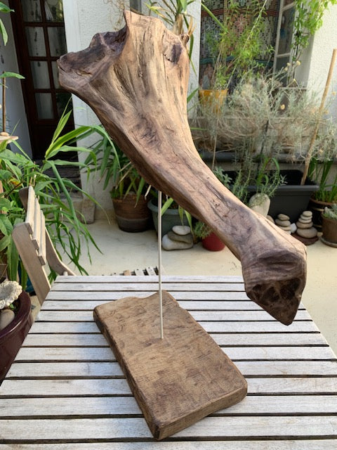 Sculpture en bois flotté de Loire : 'Tête D'Éléphant' - 52 cm de hauteur × 41 × 21 - Création Zen Curiosity