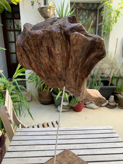 Sculpture en bois flotté de Loire : 'Tête D'Éléphant' - 52 cm de hauteur × 41 × 21 - Création Zen Curiosity
