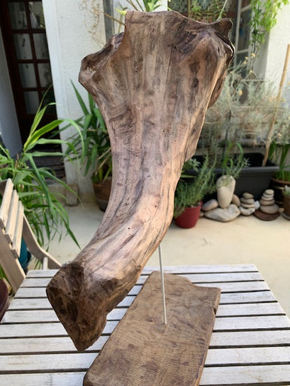 Sculpture en bois flotté de Loire : 'Tête D'Éléphant' - 52 cm de hauteur × 41 × 21 - Création Zen Curiosity