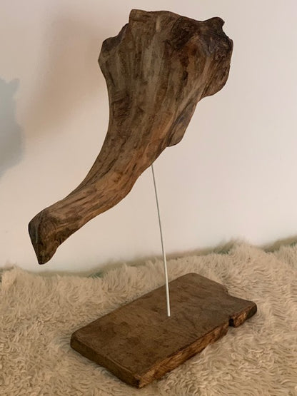 Sculpture en bois flotté de Loire : 'Tête D'Éléphant' - 52 cm de hauteur × 41 × 21 - Création Zen Curiosity