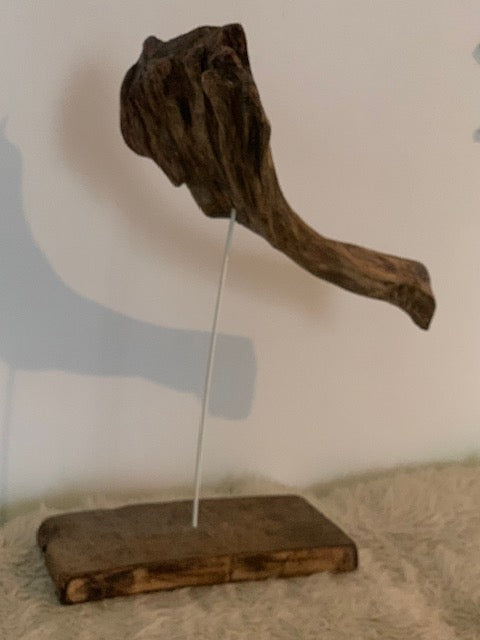 Sculpture en bois flotté de Loire : 'Tête D'Éléphant' - 52 cm de hauteur × 41 × 21 - Création Zen Curiosity