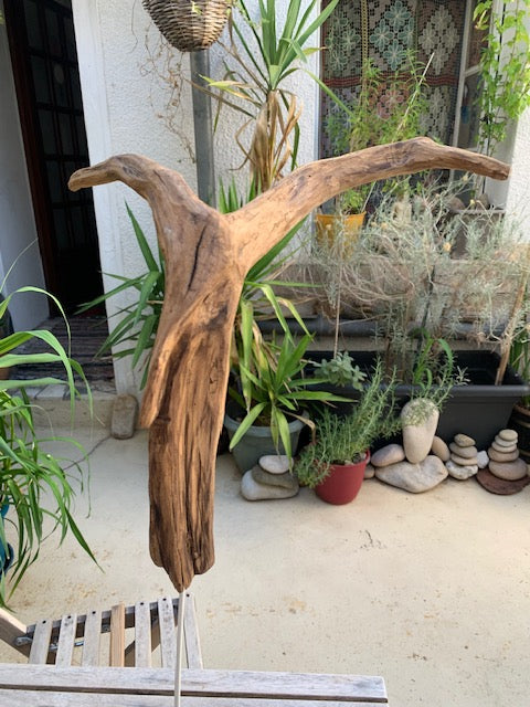 Sculpture en bois flotté de Loire : 'Tête De Chèvre' - 50 cm de hauteur × 37 × 21 - Création Zen Curiosity
