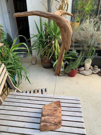 Sculpture en bois flotté de Loire : 'Tête De Chèvre' - 50 cm de hauteur × 37 × 21 - Création Zen Curiosity