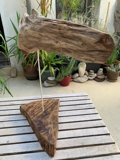 Sculpture en bois flotté de Loire : 'Tête De Cheval' - 40 cm de hauteur × 34 × 18 - Création Zen Curiosity