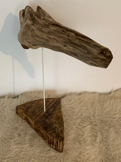 Sculpture en bois flotté de Loire : 'Tête De Cheval' - 40 cm de hauteur × 34 × 18 - Création Zen Curiosity