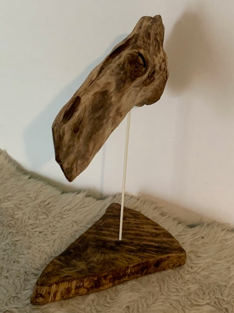 Sculpture en bois flotté de Loire : 'Tête De Cheval' - 40 cm de hauteur × 34 × 18 - Création Zen Curiosity