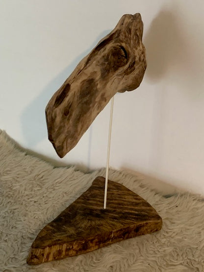 Sculpture en bois flotté de Loire : 'Tête De Cheval' - 40 cm de hauteur × 34 × 18 - Création Zen Curiosity