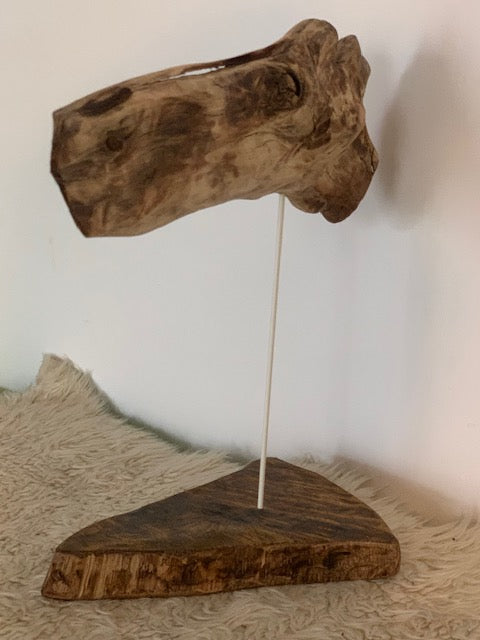 Sculpture en bois flotté de Loire : 'Tête De Cheval' - 40 cm de hauteur × 34 × 18 - Création Zen Curiosity