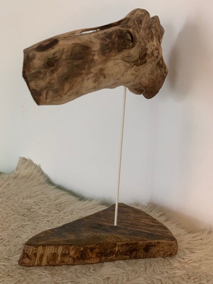 Sculpture en bois flotté de Loire : 'Tête De Cheval' - 40 cm de hauteur × 34 × 18 - Création Zen Curiosity