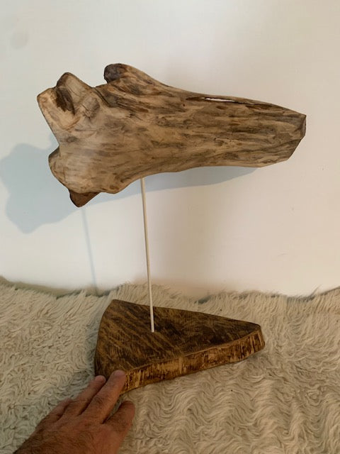 Sculpture en bois flotté de Loire : 'Tête De Cheval' - 40 cm de hauteur × 34 × 18 - Création Zen Curiosity