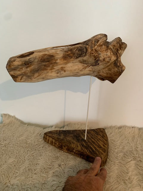 Sculpture en bois flotté de Loire : 'Tête De Cheval' - 40 cm de hauteur × 34 × 18 - Création Zen Curiosity
