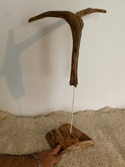 Sculpture en bois flotté de Loire : 'Tête De Chèvre' - 50 cm de hauteur × 37 × 21 - Création Zen Curiosity