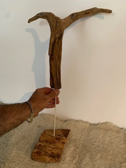 Sculpture en bois flotté de Loire : 'Tête De Chèvre' - 50 cm de hauteur × 37 × 21 - Création Zen Curiosity