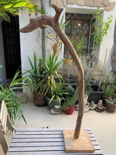Sculpture en bois flotté de Loire : 'Tête De Cygne' - 77 cm de hauteur × 40 × 30 - Création Zen Curiosity