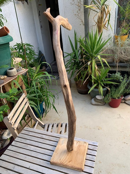 Sculpture en bois flotté de Loire : 'Tête De Cygne' - 77 cm de hauteur × 40 × 30 - Création Zen Curiosity